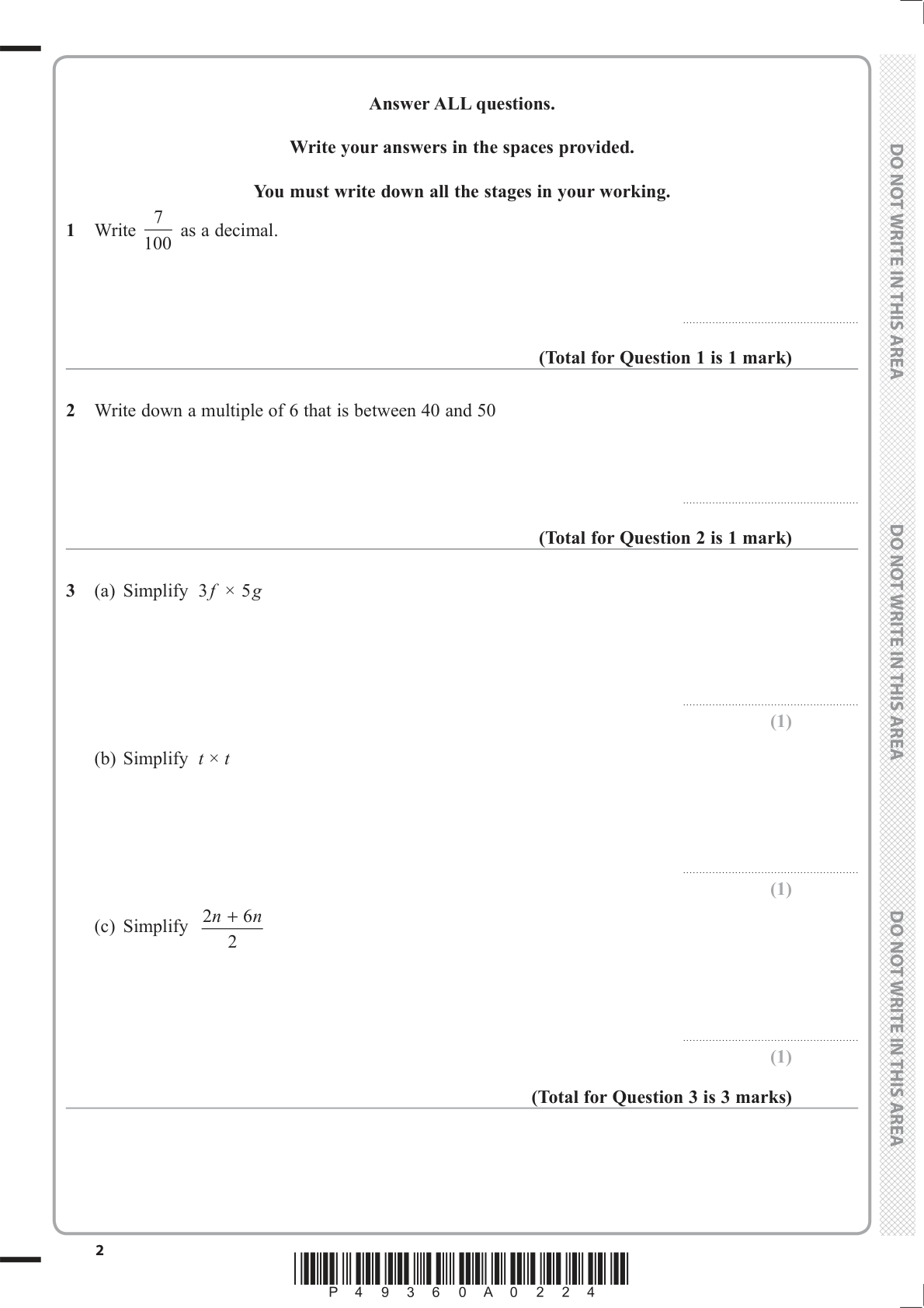 Question paper page 1