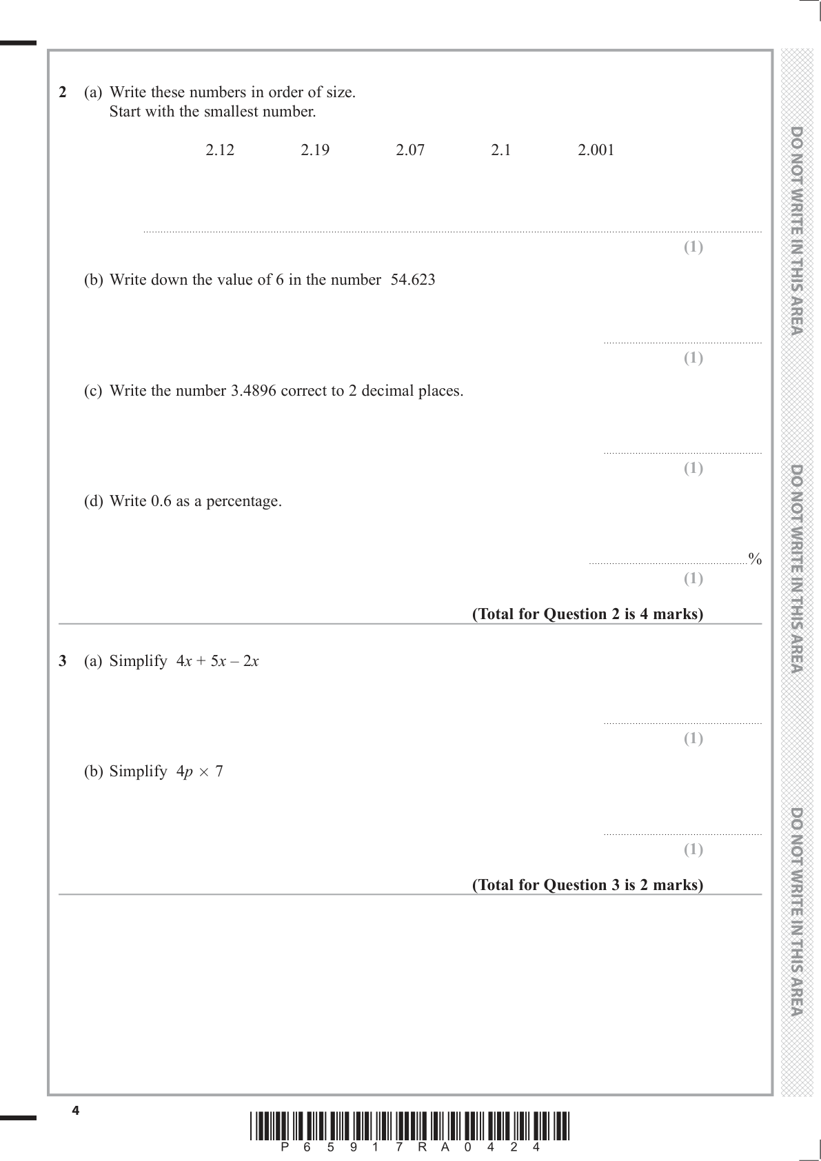 Question paper page 1